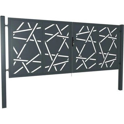 EKOfence Dizajnová brána HALEN 2kr. 3800x1500mm antracit so plotový stĺpikmi 16320