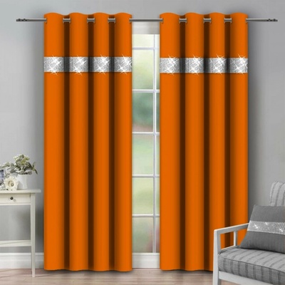 Mondo Italia Závěs na kroužcích se zirkóny 140x250 cm oranžový Oranžová 140x250 cm