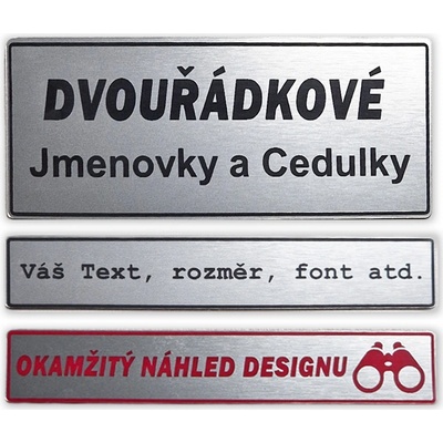Jmenovky - cedulky na dveře - dva řádky - černý text