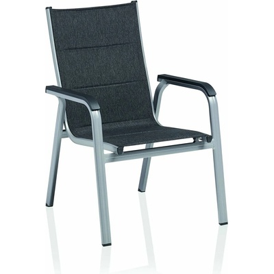 Kettler BASIC PLUS PADDED stohovateľné, hliníkové kreslo strieborná / antracit