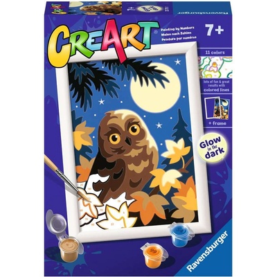 Ravensburger Комплект за рисуване по номера Ravensburger CreArt - Бухал през нощта (7023711)