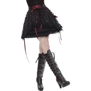 Devil fashion дамска пола с волани DEVIL FASHION - Nights Shimmer - черна/винена - SKT25901