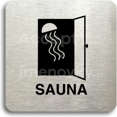 ACCEPT Piktogram sauna - stříbrná tabulka - černý tisk bez rámečku