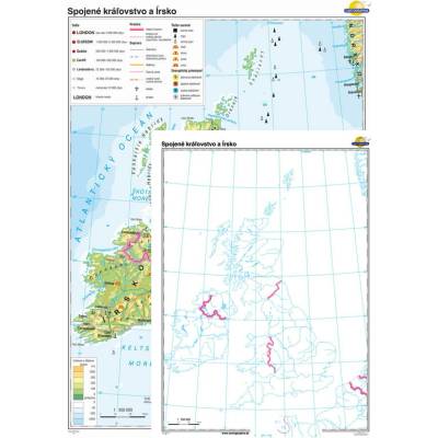 Cartographia Veľká Británia a Írsko + slepá mapa DUO (120x160 cm)
