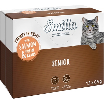 Smilla Senior kousky v omáčce se zeleninou losos a zelené fazolky 24 x 85 g