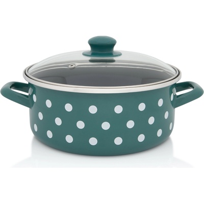 Metalac Zelený puntík Kastrol se skl. poklicí 24 cm 4,75 l černý vnitřek