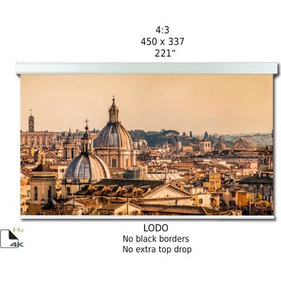 Screenline Моторизиран прожекционен екран за стена/таван Screenline LODO Home Vision, 450x337(221), 4: 3, бял, стенен превключвател (SL-LO450A-HV)