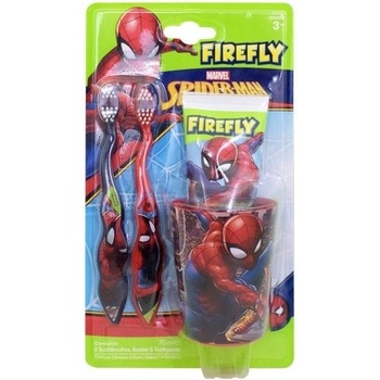 Spiderman Firefly kartáček na zuby 2 ks + zubní pasta 75 ml + kelímek dárková sada