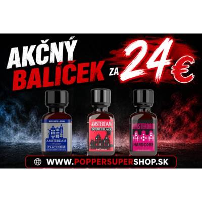 Poppers Amsterdam Platinum, Double Black, Hardcore 3 × 24 ml