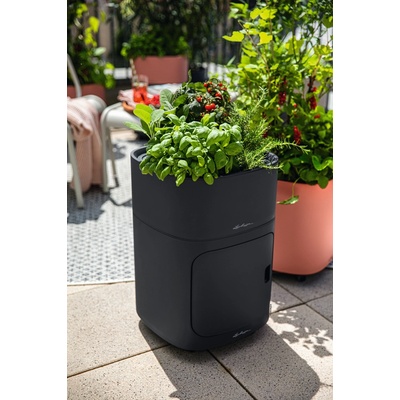 Lechuza Plastový samozavlažovací kvetináč Píla stick systém 35 x 16,6 cm bridlicovo sivý
