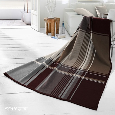SCANquilt pléd Velur dylan kostka šedohnědá střední 150x200