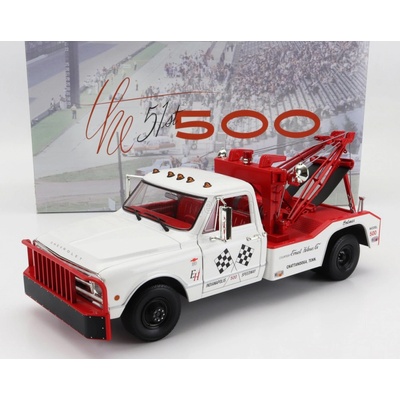 Greenlight Chevrolet C-30 Truck Pick-up Dually Wrecker 1967 Carro Attrezzi Official Courtesy Truck 51st 500 Mile Race Indianapolis Cream Red 1:18