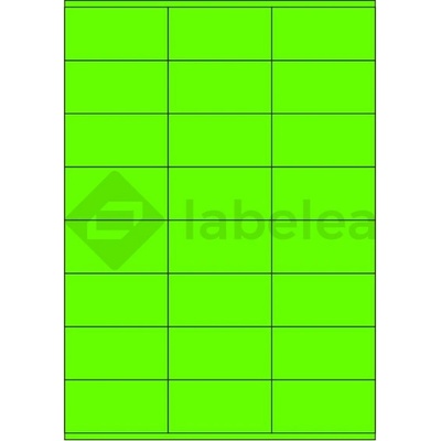 Labelea Samolepiace etikety 70x36 mm signálne farebné papierové, na hárku A4, pre laserovú tlač, Farba etikiet Signálna zelená, Počet hárkov v balení 100 EPY070036SG024S