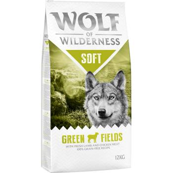 Wolf of Wilderness 12кг Soft - Green Fields Wolf of Wilderness, суха храна за кучета с агнешко