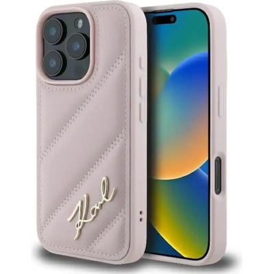 KARL LAGERFELD Карл Лагерфелд Quilted Signature калъф за iPhone 16 Pro - розов (3666339317829)
