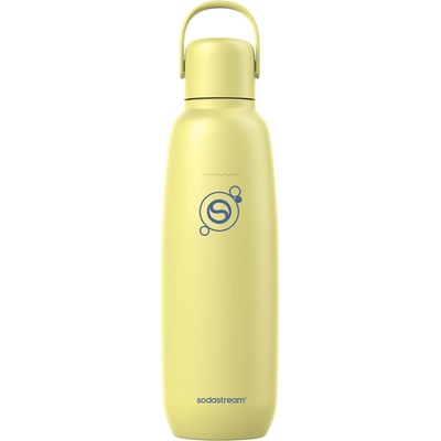 SodaStream Fizz & Go stainless steel soda bottle 0.9 l, double-walled insulated thermos bottle, keeps warm & cold, for carbonated drinks, compatible with DUO, TERRA, ART, ENSO & more, lemon yellow - 1062417440