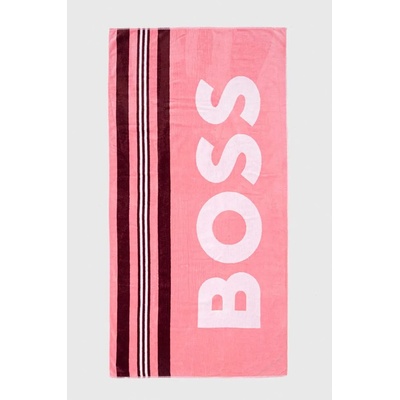 HUGO BOSS Памучна кърпа boss в розово (surfing)