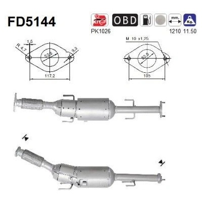 Filtr sazových částic, výfukový systém AS FD5144