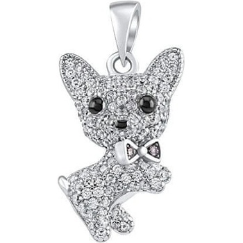 SILVEGO Strieborný prívesok pes Ben s čírymi Brilliance Zirconia MW13765P