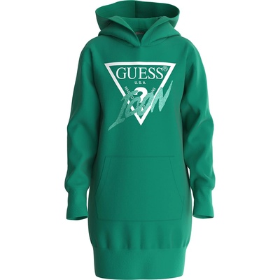 Guess Памучна спортна рокля в зелено с контрастно лого Guess Icon