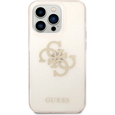 GUESS Гръб Guess TPU Big 4G Full Glitter Case за iPhone 14 Pro Max - Златист