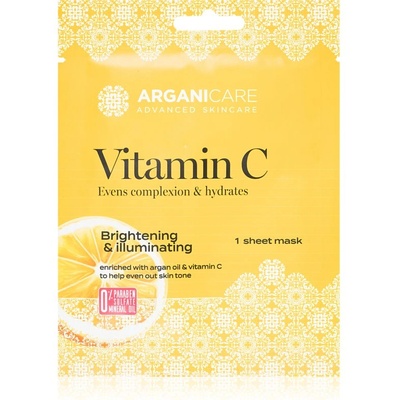Arganicare Vitamin C Sheet Mask платнена маска с озаряващ ефект с витамин С