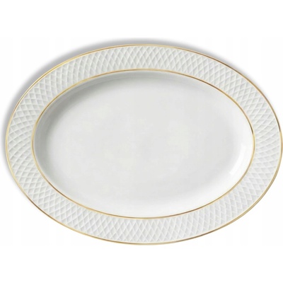 Servírovací mísa bílá porcelánová Wilmax 35x25 cm se zlatým okrajem