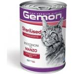 Gemon PATE CAT Chunkies Adult with Beef - консерва - хапки за котки в зряла възраст с телешко 415 гр, Италия - 0704
