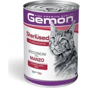 Gemon PATE CAT Chunkies Adult with Beef - консерва - хапки за котки в зряла възраст с телешко 415 гр, Италия - 0704