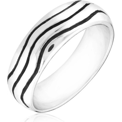 Šperky eshop Stříbrný prsten 925 zaoblený kroužek s vlnkami H16.18