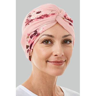 Aradesa dámský turban Floral světle růžový