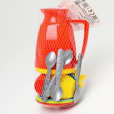 Teddies sada nádobí na čaj plast 13ks v síťce 11x20x11cm