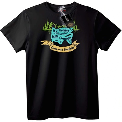 NOONEBRAND Тениска Промяната е Константа - 2XL, Black