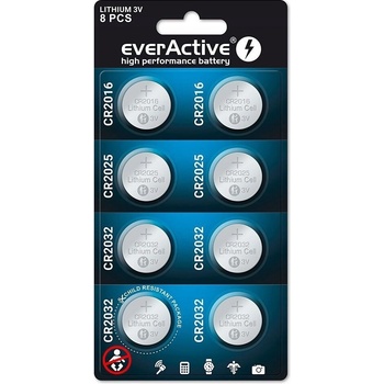 everActive CR2016/CR2025/CR2032 8ks CRMIX8BL