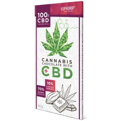 Euphoria Hořká čokoláda s konopným semínkem a s CBD 100mg 80 g