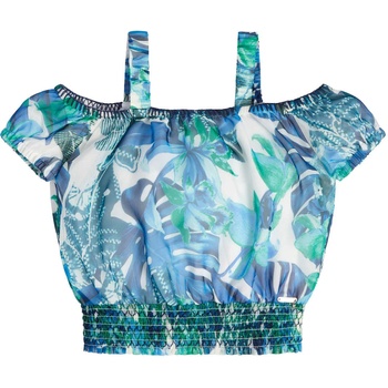 Image 1 of GUESS Шифонена къса тениска с паднало рамо в синьо за момиче Guess