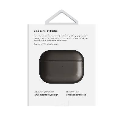 Силиконов калъф с карабинер за Apple AirPods Pro 2 - Uniq AirPods Pro 2 Glase Silicone Case (черен-прозрачен)