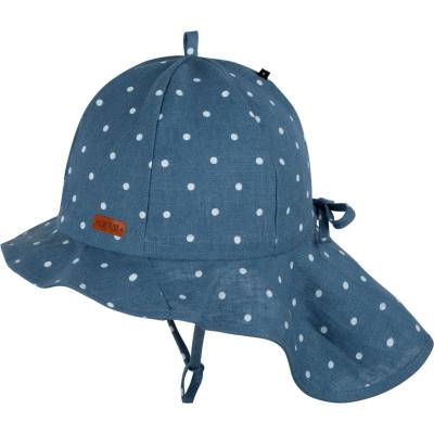 Pure Pure Детска шапка с козирка Pure pure Kid's Nackenschutz Leinen Cap - Steel Blue / White - размер 49 cm (904-1930-0513)