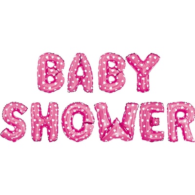 Party Balónová girlanda BABY SHOWER ružová so srdiečkami