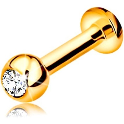 Šperky eshop Labret do rtu, brady a nad ret ze zlata kulička se zirkonem, GG184.23