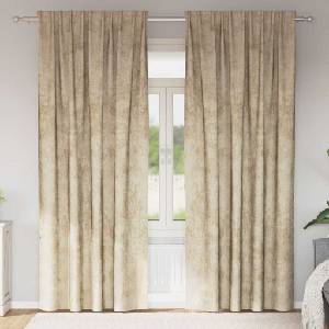 Pure Line Home Кадифени завеси в цвят бежов с комбиниран перделък, 2 бр. , 140 x 225 см