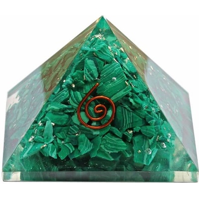 Nefertitis Orgonit pyramida s malachitem NF51789 - 4 x 4 cm