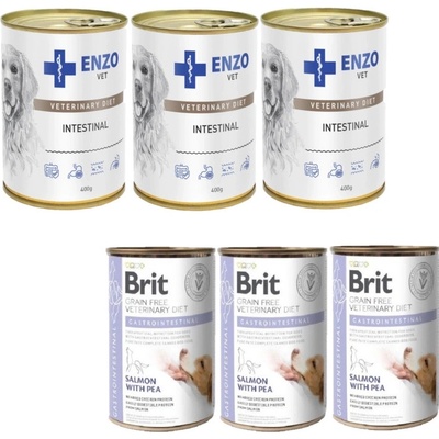 Brit GF Veterinary Diets Dog Gastrointestinal 3 x 400 g a Enzo Vet Intestinal s jehněčím masem 3 x 400 g