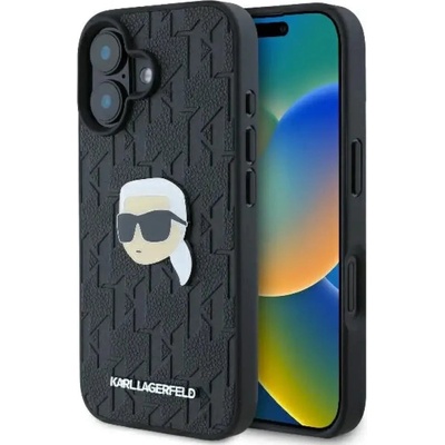 KARL LAGERFELD Калъф за iPhone 16 с монограм Karl Head Pin - черен (3666339329549)