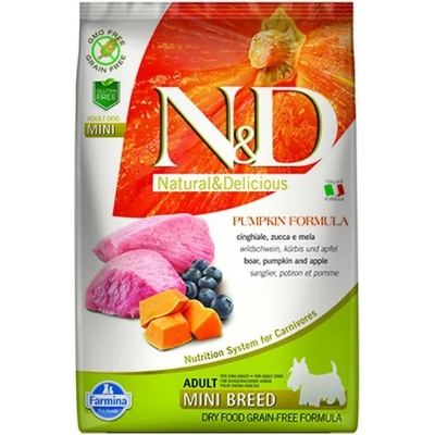 N&D N&D Pumpkin Boar and Apple Adult Mini за кучета от дребни породи с глиганско и ябълка