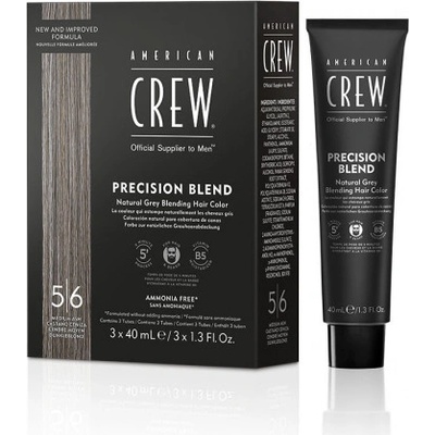 American Crew Precision Blend - bezamoniakové pánske farby na vlasy a bradu, 3 x 40 ml Medium Ash 5-6 - svetlo hnedá