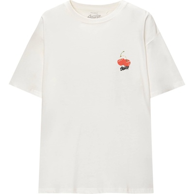Pull&Bear Тениска 'CHEERIES' бяло, размер S