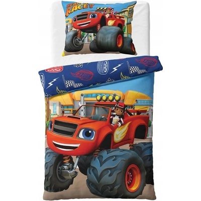 Carbotex bavlna obliečky Plamienok a štvorkolky Pripravený na preteky 140x200 70x90