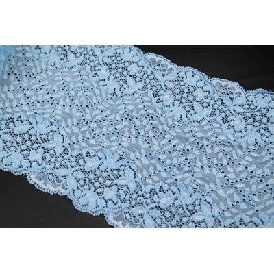 Elastická krajka, vsadka - svetlo modrá - šírka 17 cm