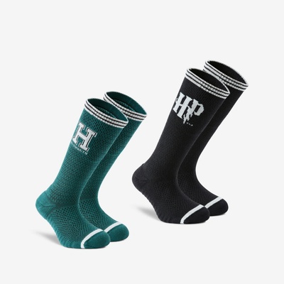 Decathlon detské polovysoké ponožky motív Harry Potter zeleno-čierne